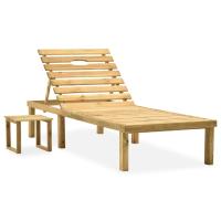 vidaXL Tumbona de jardín de madera de pino impregnada en modelo Con mesa/Sin mesa | estructura resistente ideal para salón dormitorio o estudio - details 0