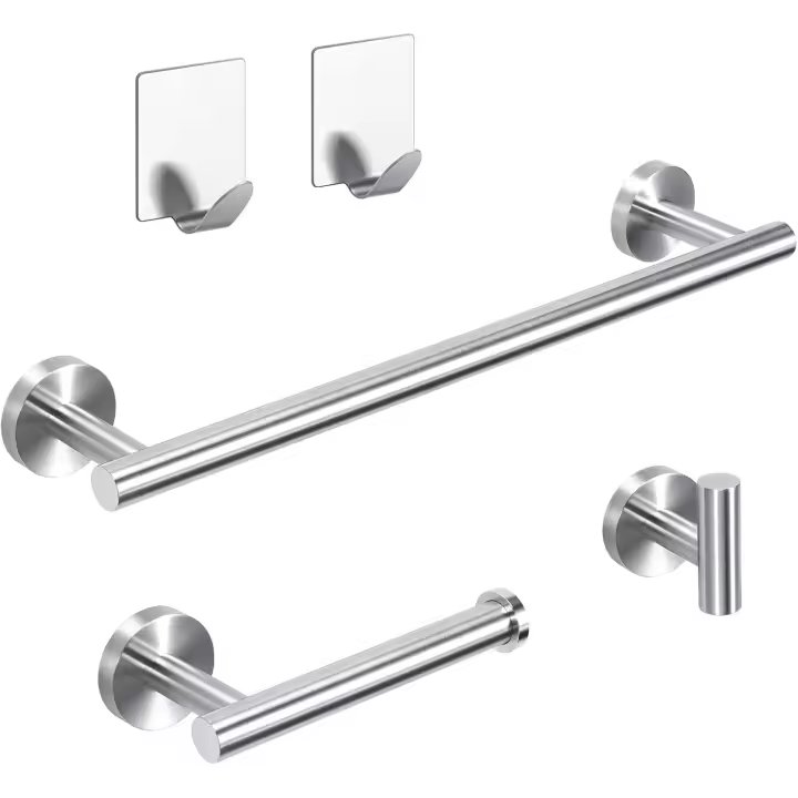 Juego de Accesorios de baño con Barras de Toalla - Juego de herrajes de baño de Acero Inoxidable, Barra de Toalla de baño de 12 "+ Soporte de Papel higiénico + Gancho para Bata de Toalla - 1