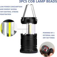 Luces de camping, 2 linternas LED portátiles in Pilas with Gancho plegable, Luces para Tienda de campaña, impermeable, para Exterior, para Emergencias, senderismo y acampada, color Negro - details 7