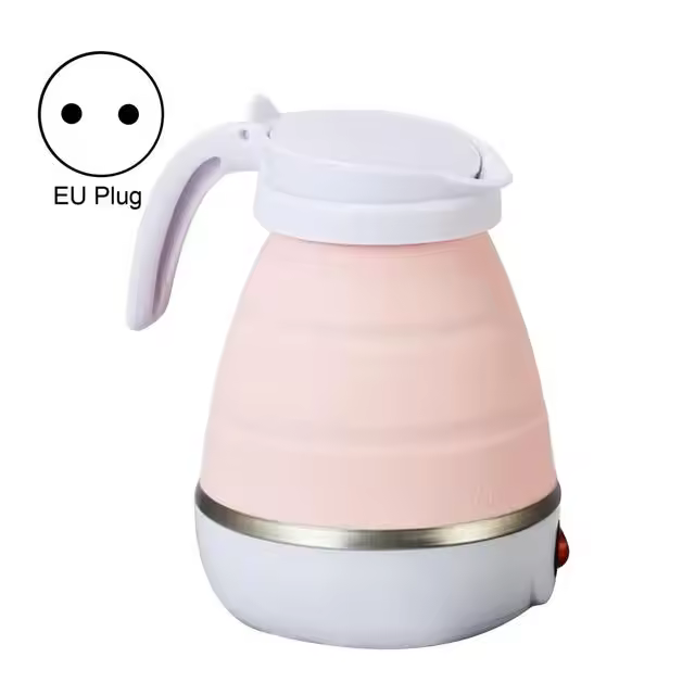 Mini hervidor de agua eléctrico de silicona plegabletetera silicona portátilcalentador de aguaviaje al aire librehogarcampingtetera de aguatécafé0.6L600W - 1