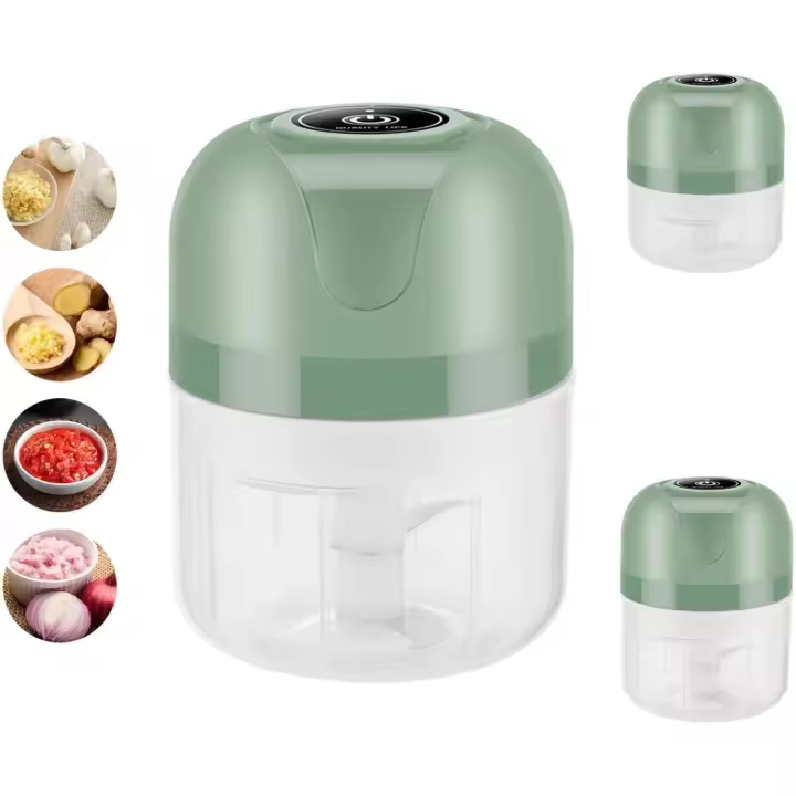 Mini Picadora Eléctrica de Productos Alimenticio, Tazes de 100ML + 250ML, Minicortadora recargable, Portátil Pequeña - 1