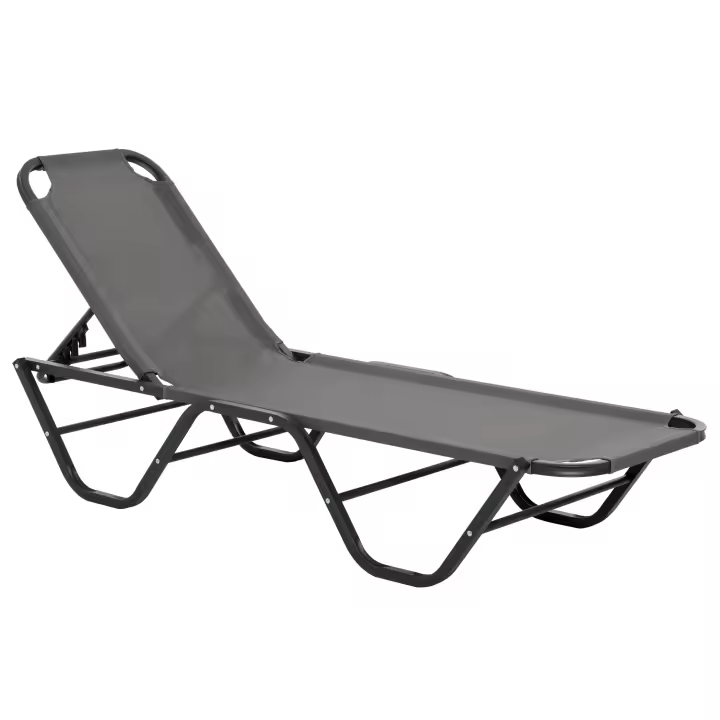 Tumbona de Playa 5 grados Alu tumbona de Jardín tumbona Texeline gris Negro 163x58,5x91cm Para Jardines y Terrazas - 1