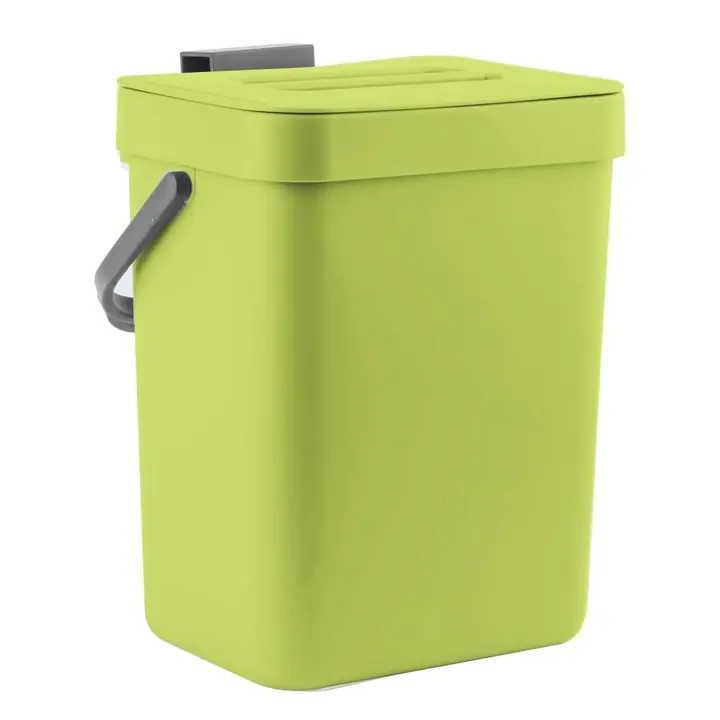 Cubo de basura para cocina, bote de basura montado en la pared, 3 l/0,8 gal, verde - 1