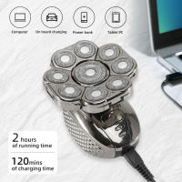 Kit De Aseo Para Hombres Cuchilla Eléctrica 9 Cuchillas Cabeza Flotante Recargable USB 6 En 1 Afeitadora Multifuncional Seco/Húmedo - details 3