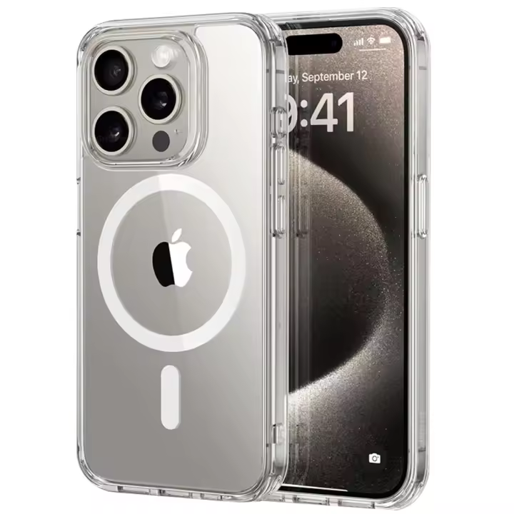 Carcasa Magnética De Lujo Para iPhone Con Carga Inalámbrica Compatible Con Magsafe Adecuada Para Modelos 15 14 13 12 11 pro X XR XS Max 7 8 plus Translúcida - 1