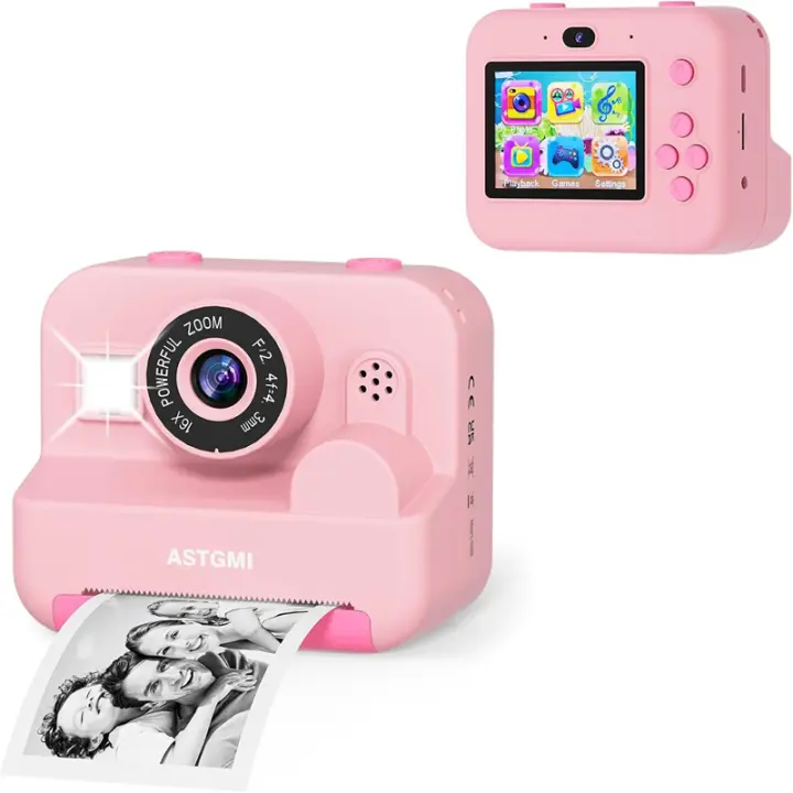 Cámara instantánea, cámara para niños con pantalla de 2,4 pulgadas, modo selfie y vídeo, juguete de regalo para niños y niñas de 3 a 14 años (rosa) - 1