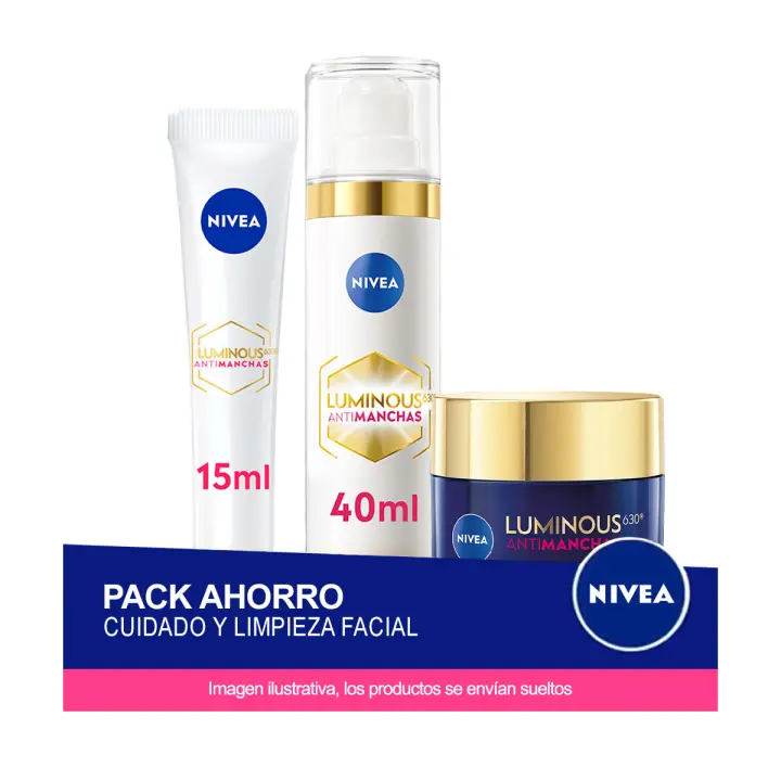 NIVEA LUMINOUS Pack ahorro cuidado facial - Contiene crema de día, crema de noche y contorno de ojos - 1