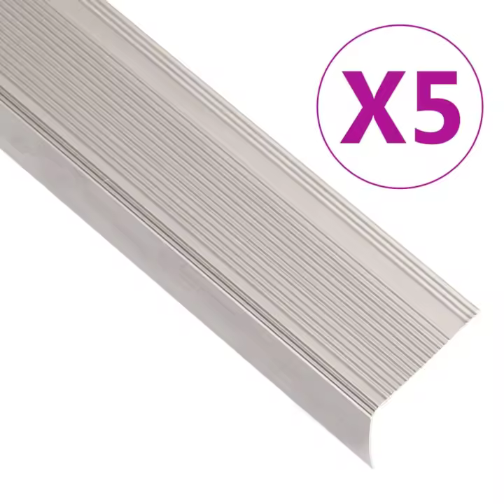 vidaXL Perfiles de peldaños forma de L 5 uds aluminio champán 100 cm - 1
