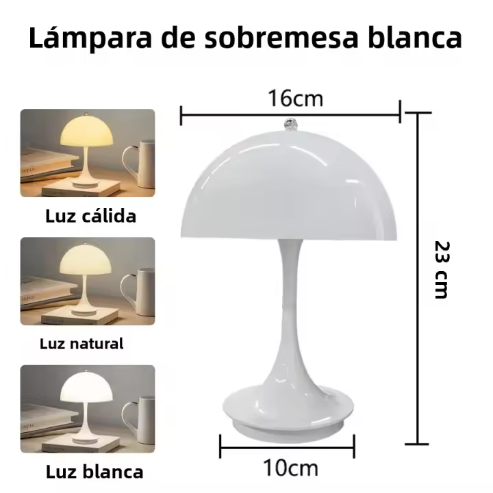 Lámpara De Mesa LED En Forma De Honguito Portable Carga Por Tipo C Luz Nocturna Táctil Para Decoración De Habitación Bar Café - 1