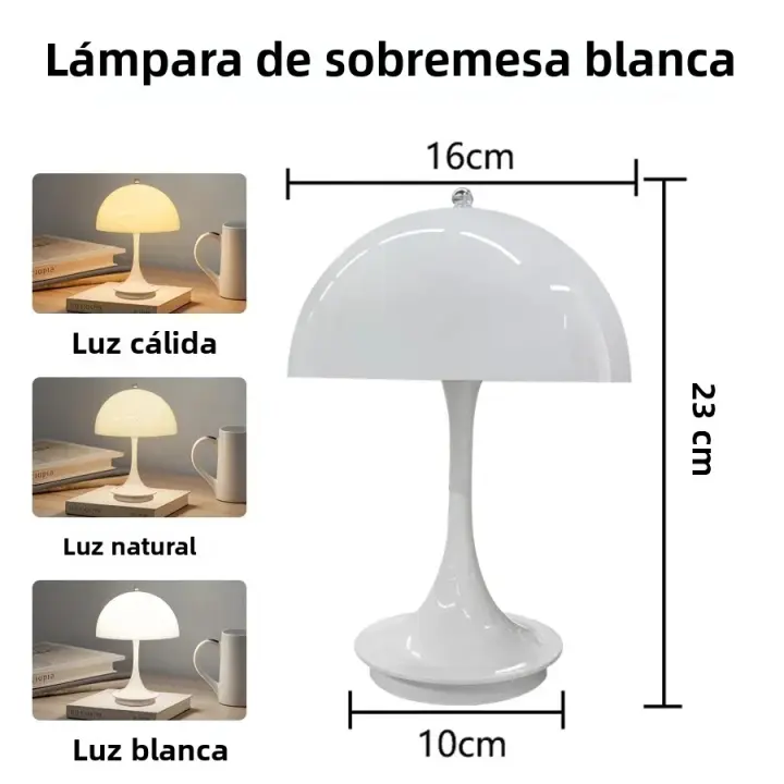 Lámpara De Mesa LED En Forma De Honguito Portable Carga Por Tipo C Luz Nocturna Táctil Para Decoración De Habitación Bar Café - 1