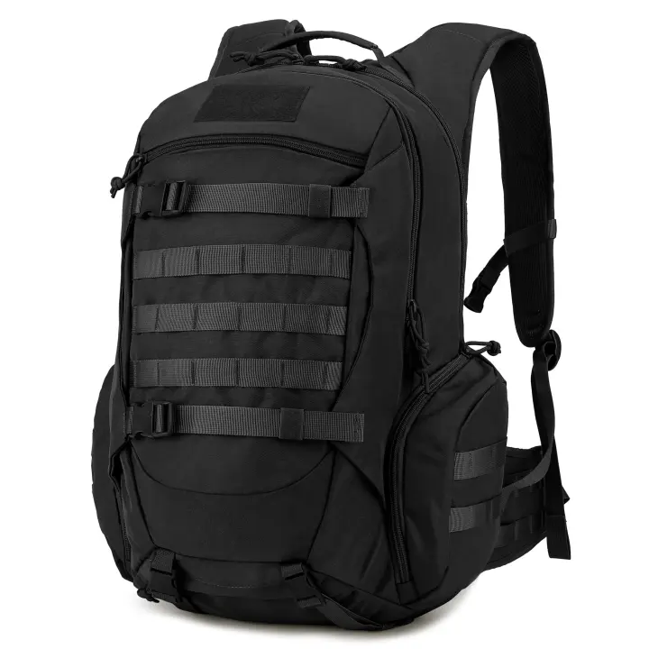 45L Mochila Militar, Mochilas Hombre Deportivas Mochila Tactica Senderismo Moto Deporte Viaje Playa Montaña Negra for Unisex - 1