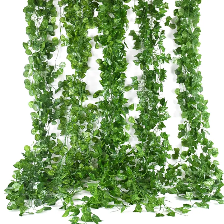 Guirnalda De Hojas De Iva Artificial De 2,1 M En Seda Para Decoración De Hogar Jardín Boda Fiesta DIY Hojas Falsas De Vínculo Colgante - 1