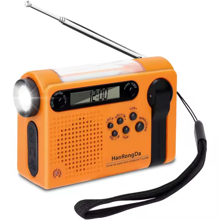 Radio solar multifunción, radio de emergencia portátil con radio de manivela AM/FM SW, linterna LED y batería externa incorporada de 2000 mAh, radio de manivela con alarma SOS para emergencias al aire libre - 1