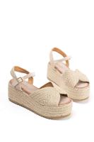 Lyla Wang alpargatas doradas con cuña de espartos con plataforma con plantilla acolchada. - details 13