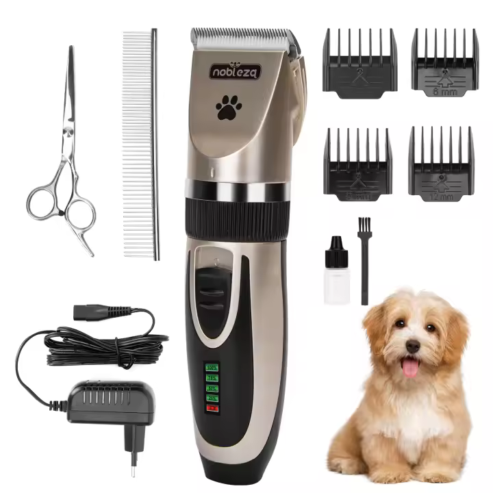 Nobleza - Cortapelos para Perros Profecional Mascotas Set Mquina Cortar Pelo Sin cable y Recargable para Mascotas Pequeas Medianas y Grande 2 Velocidades Ajustable Regalar Tijeras y peine - 1