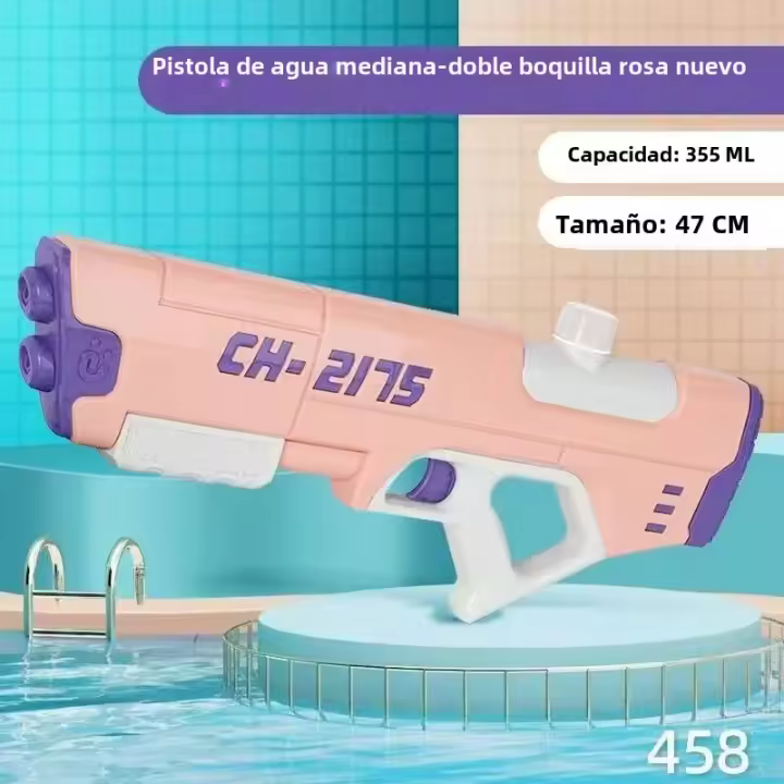 Pistola De Agua De Alta Presión Para Niños Y Niñas Juguete De Batalla Con Gran Capacidad Tiraje Pull Tipo Para Exteriores - 1