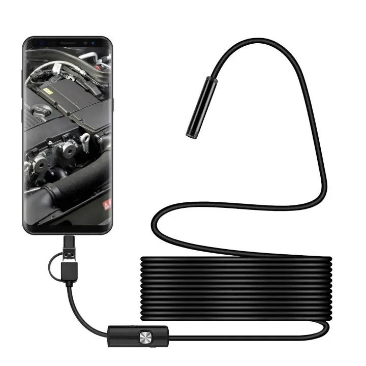 Cámara Endoscopia Android FUERS 3 En 1 Micro USB Tipo C Mini Cámara Impermeable Con LED Para Inspección De Coches Compatible Con HUAWEI XIAOMI PC - 1