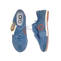 ARO_ ZAPATILLAS JOANETA  EN PIEL SERRAJE AZUL JEANS, CON VELCRO Y CORDONES ELASTICOS - details 0
