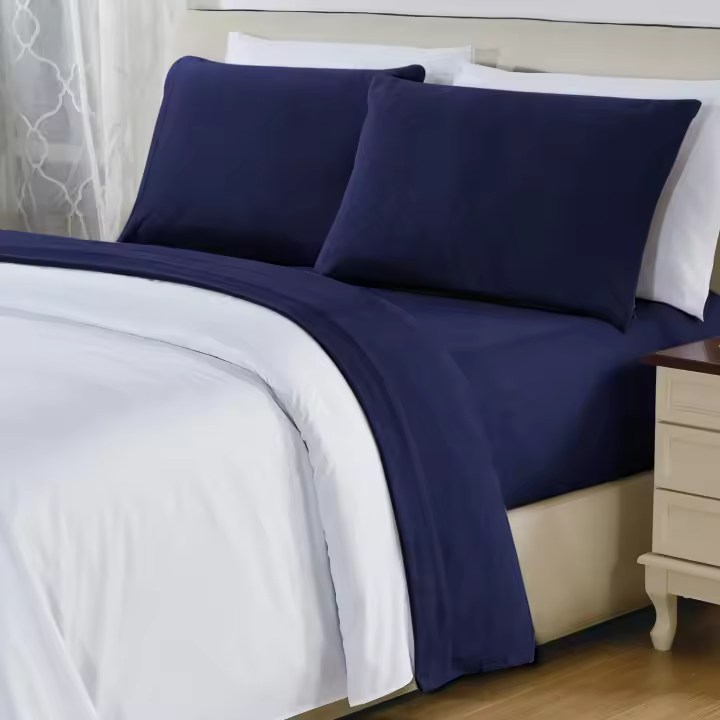 Juego de sábanas Gemetas de vellón, juego de Cama peludo de 3 piezas con sábana ajustable de 15 ", Sábana encimera y Funda de almohada, Azul Marino - 1
