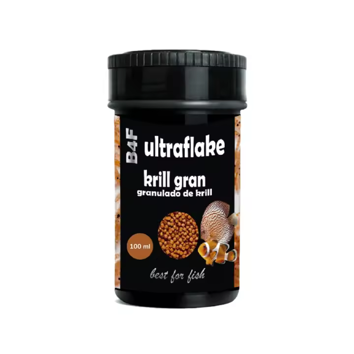 B4F - Ultraflake Krill Gran (100 ml) - Alimento completo granulado para Peces de Agua Caliente rico en Krill - 1