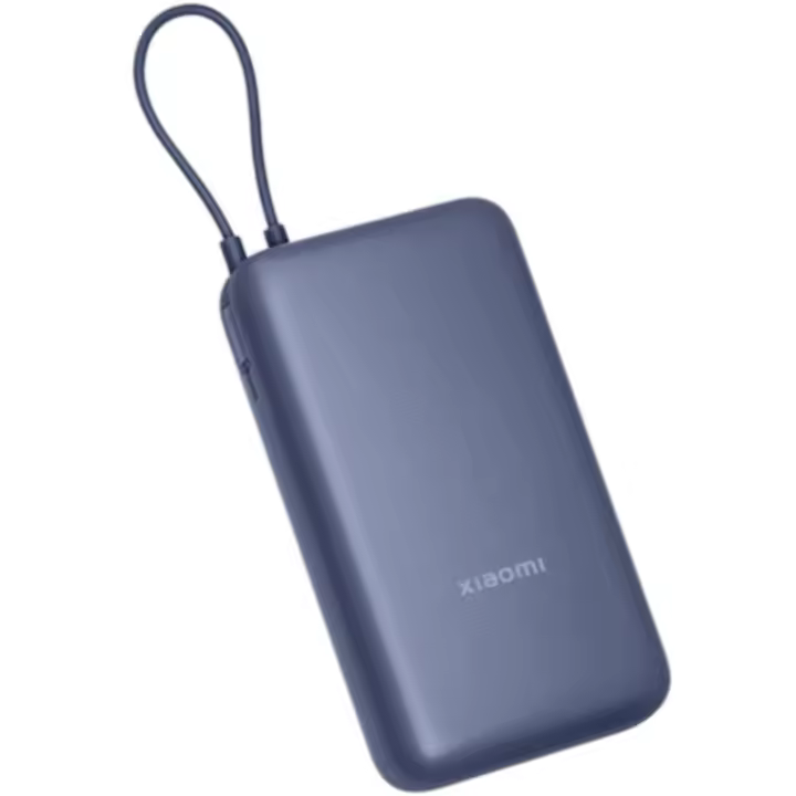 Xiaomi 33W Power Bank 20000mAh Integrated Cable - Azul, 20000 mAh, carga rápida 33W, cable integrado,  Apta para avión - 1