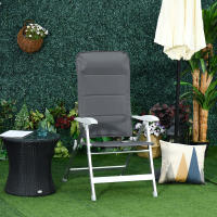 Outsunny Silla de Jardín Plegable de Aluminio con Respaldo Alto Ajustable en 7 Posiciones y Reposacabezas Acolchado para Exterior 75x61,5x114,5 cm Gris - details 1