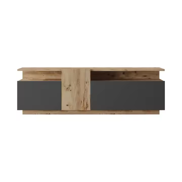 Mueble de TV Rebecca Furniture Elaís 46,5x150x29,5 Cuadro de partículas Roble Claro Dark Modern Gris - 1