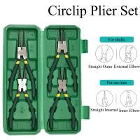 Juego De 4 Herramientas Para Anillos De Retención Circlip 7'' Nariz Larga Pinza Recta Curva Pinza Interna Externa Remover De Anillos De Snap - details 0