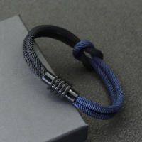 Pulsera De Hilo Tejido a Mano Con Nudo Infinito Y Símbolos Ucranianos Para Hombre Cierre Magnético Pulsera Masculina Cordón - details 8