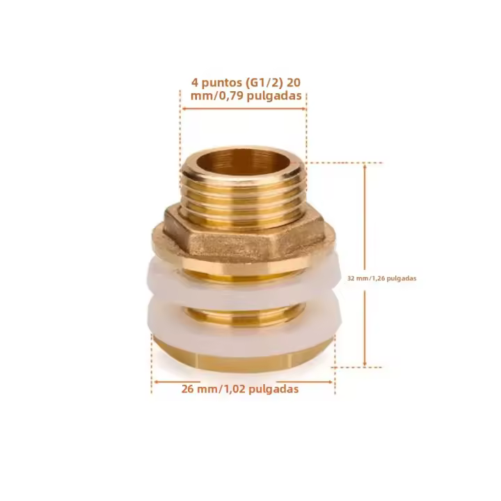 Conector De Tanque De Agua De Latón 1/2" 1/4" Con Sellador De Silicona Adaptador De Tubo De Cobre Para Acuario Y Riego Del Jardín - 1