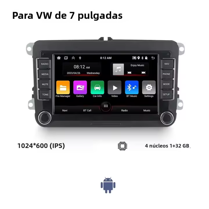 Radio De Coche Android 13 Para VW Volkswagen Golf 5 6 7 Jetta Polo Passat B6 B7 Skoda Fabia Octavia Con Navegación GPS Y Multimedios Pantalla Táctil 7/8/9 Pulgadas RAM 2G ROM 32G Soporte CarPlay Android Auto - 1