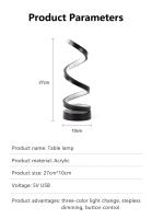 Cecodadi Lámparas de Mesita de Noche Regulables Modernas, Lámparas de Mesita en Espiral 10W 800LM, Control Táctil, Lámparas de Mesa Curvas Decorativas Para Sala de Estar del Dormitorio-42CM-Plata - details 3