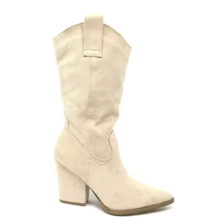 Botines Mujer Caña Media Antelina Beige Camel Negro Tacón Ancho Estilo Camperos Otoño Invierno Moda - 1