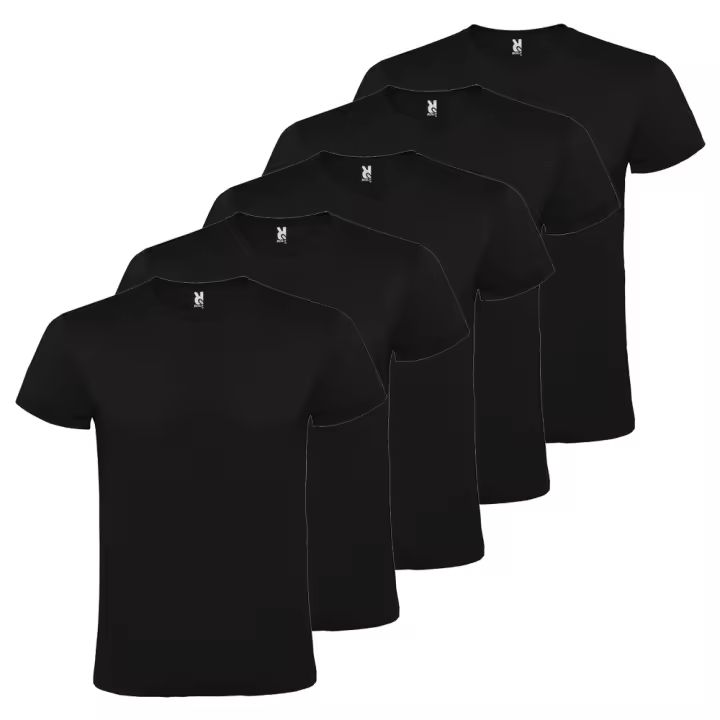 Pack 5 Camisetas Roly Básicas de Algodón, Unisex, 150g/m2, Cuello Redondo y Manga Corta Tubular - 1