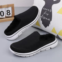 Zapatillas Casuales De Algodón Para Hombre Invierno Cómodas Y Cálidas Zapatillas De Casa Con Piel Media Botas De Nieve Suela EVA Zapatos Planos Suaves Talla Verdadera Para Adultos - details 4