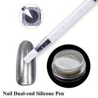 Doble Punta De Silicona Para Arte De Uñas Y Manicura Con Espejo Y Polvo De Brillo Herramientas De Pintura De Puntos Para Uñas - details 2