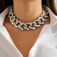 Collar Corto De Cadena Cubana Con Hebilla CCB IngeSight.Z Para Mujer Estilo Punk Color Dorado Exagerado Joyería De Fiesta Regalo - details 4