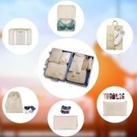 9 piezas Bolsas organizadoras de Maleta, Organizador de Equipaje multión, Impermeable. Para Zapatos, Ropa, Beige - details 3