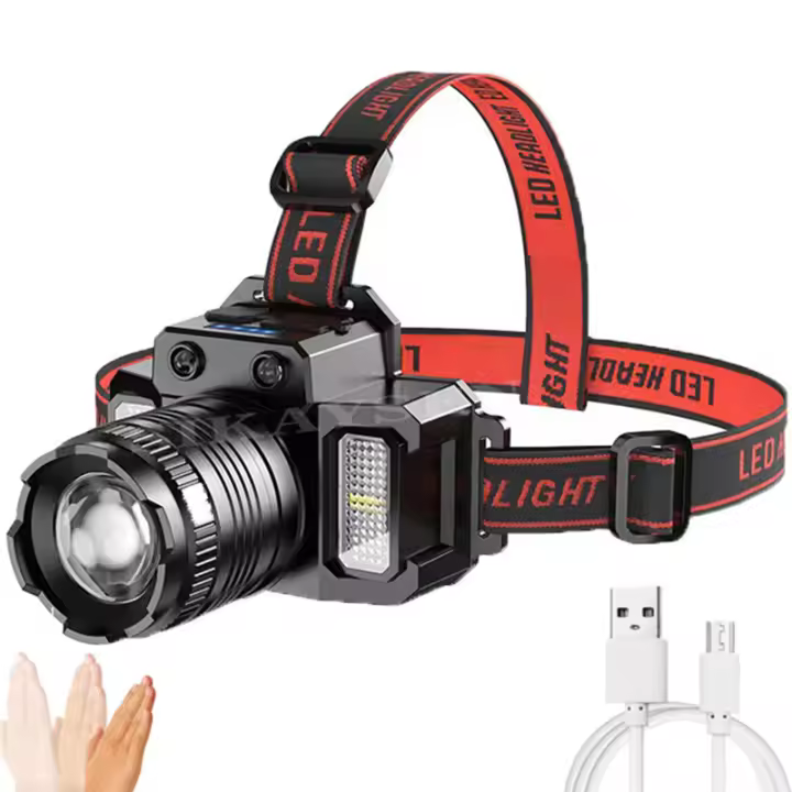 Lámpara Frontal LED Super Brillante T51 Con Sensor Y Batería Integrada Recargable USB C Para Camping Pesca Torcha Led - 1