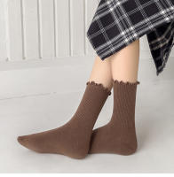 Calcetines De Mujer Estilo Coreano Nuevos De Color Sólido Kawaii Para Niñas Calcetines Transpirables De Alta Calidad Con Volante - details 3