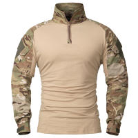 Camisa De Combate Para Hombre Con Manga Larga Y Cierre De 1/4 En Poliéster Y Algodón Ropa Táctica De Color Azul Marino Y Camuflaje Para Airsoft - details 7