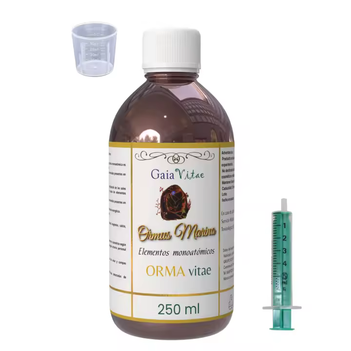 GAIA VITAE Ormus Marino 250 ml | Agua de Mar Reestructurada | Frasco de Vidrio Ámbar | Incluye Vasito de 20 ml + Jeringa de 10 ml | Alta Pureza | Sin Aditivos - 1