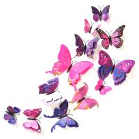 12Pcs Pinturas Murales Mariposa 3D Multicolor Doble Capa Alas Adhesivo Magnético PVC Decoración De Cocina Para Niños Y Fiesta - details 7
