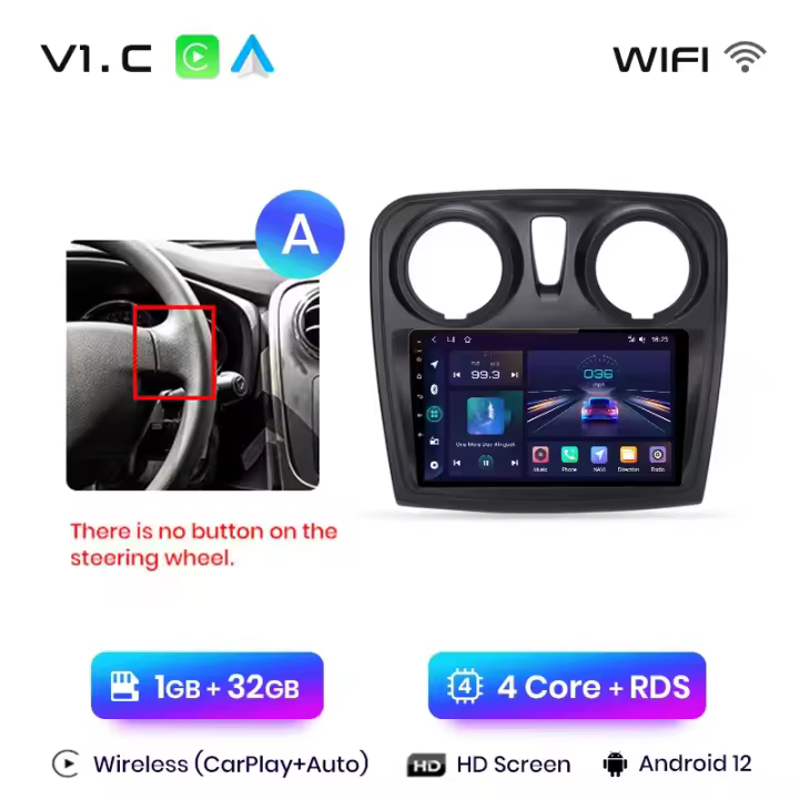 Junsun Android 13 Radio para Renault Logan 2 Sandero 2004 2005 2006 2007 2008 2009 2010 2011 2012 2013 2014 2015 2016 2017 2018 2019 de Coche con Chip Qualcomm de 8 Núcle de Coche con Chip Qualcomm de 8 Núcleos CarPlay Inalámbrico Autorradio Estéreo Panta - 1