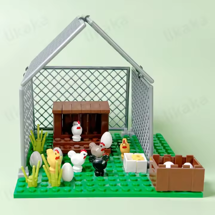 Bloques De Construcción MOC Animales Estación De La Ciudad Granja Paja De Gallo Casa De Hens Juguetes DIY Para Niños Y Niñas Regalos De Cumpleaños - 1