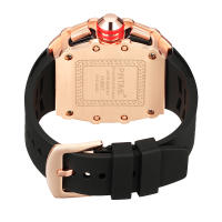 Reloj De Pulsera Masculino PINTIME Casual Fashion Con Bisel De Diamante Y Correa De Silicona Cronógrafo Resistente Al Agua Cuarzo Luminoso Tipo Tonneau Material Metálico - details 2