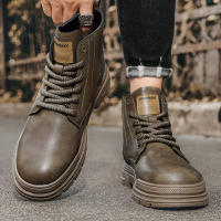 Botas De Cuero Casual Para Hombre Invierno Botas De Trabajo Antideslizantes Alta Top Ankle Biker Zapatos Negros De Diseñador Botines De Tacón Plano Redondos - details 21