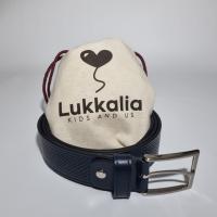 Cinturón de Piel Azul Troquelado para Hombre. REGALO: Auriculares TWS E6S. Diseño Exclusivo y Ajustable - Fabricado a Mano en España - Presentado en bolsa de tela - Calidad garantizada - Regalo Especial. Lukkalia - Kids and Us / LKKCAT - details 2