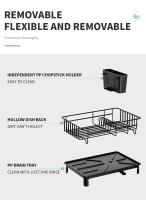 Estante De Cocina Para Secado De Platos Con Bandeja De Drenaje Y Línea De Agua, Soporte Para Vasos Y Cuchillería, Almacenamiento En Encimera Metálico - details 3