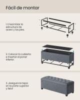 Banco de Pie de Cama, Banco Almacenaje, Soporta hasta 300 kg, para Sala de Estar, Dormitorio, Entrada, Gris y Rosa, 40 x 110 x 40 cm - details 4